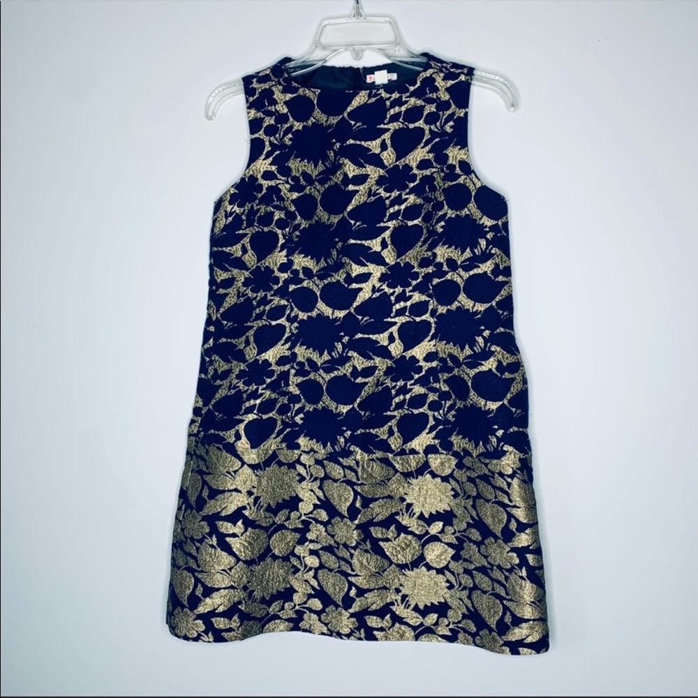 Girl's Floral Metallic Shift Dress Crewcuts J. Crew Sleeveless Formal